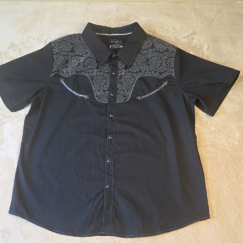 Oulander By Craft + Flow Stylish Black and Gray Floral Men's Shirt